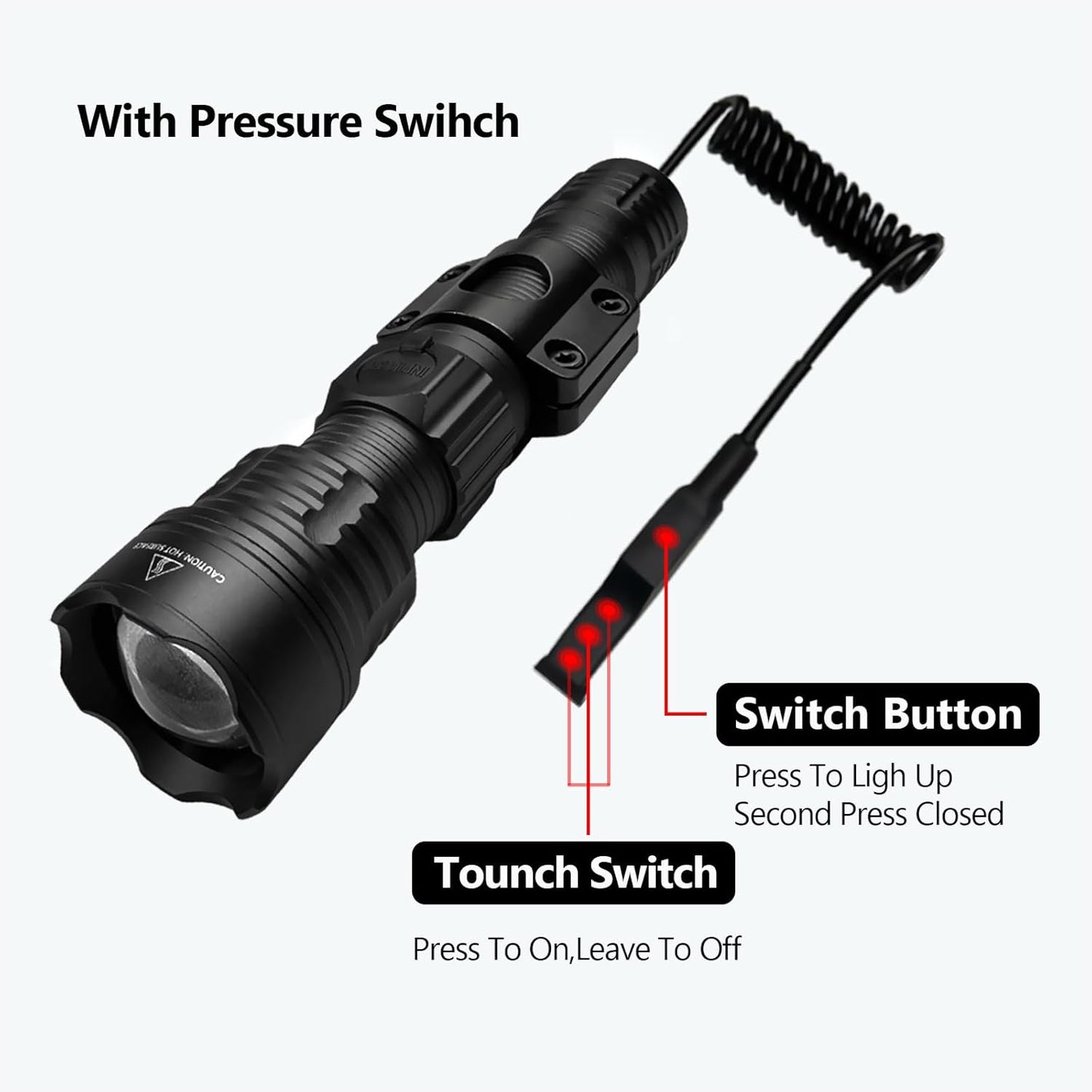 Coyote Hunting Light,Red Light for Hunting,Red,Green,Blue,White 4 in 1 Light for Coyote,Hog,Coon,Predator,Sniper,Scope,Hunting Lights