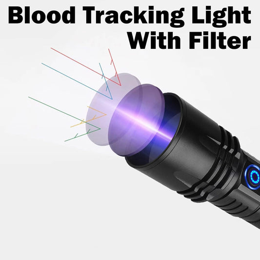 How does the 20W 365nm UV Flashlight compare to the I0DO Rechargeable Blood Tracking Flashlight?