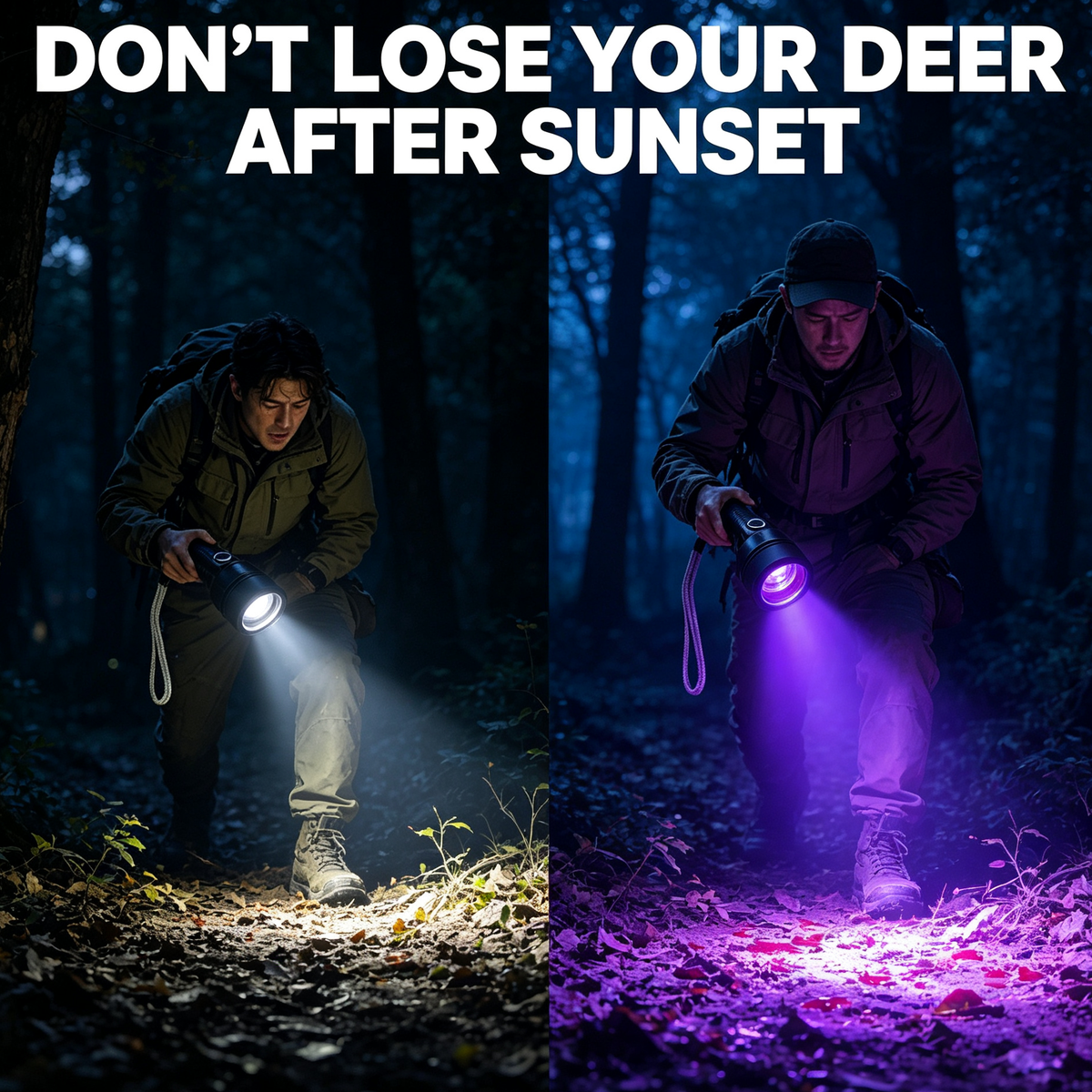 Rechargeable Blood Tracking Light for Night Hunting 2000 Lumens Blood Trail Tracking Flashlight Gifts for Hunter (Blood Finder Light)