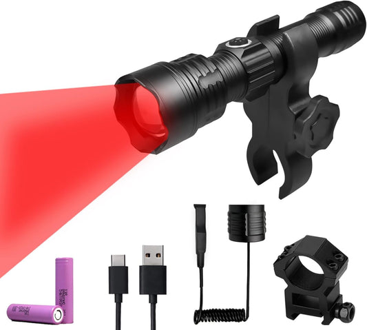 Coyote Hunting Light,Red Light for Hunting,Red,Green,Blue,White 4 in 1 Light for Coyote,Hog,Coon,Predator,Sniper,Scope,Hunting Lights